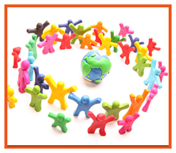 claymation figures circling Earth