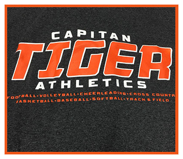 T-Shirt with CAPITAN TIGER ATHLETICS printed on it